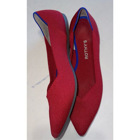 Rothy's Red Flats with Blue Trim - Picture 4 of 8